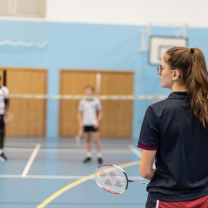 students in the sports hall