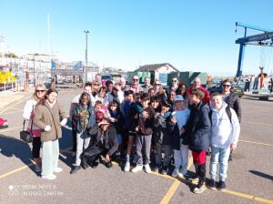 Group of schoolchildren in Ramsgate harbour