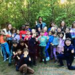 Year 4 children and teachers in forest