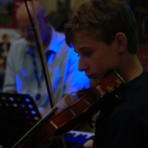 Open Mic Night boy playing violin